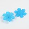 Transparent Acrylic Beads, Frosted, Flower Bead Caps, Deep Sky Blue, 30x8mm, Hole: 1.5~2mm, about 314pcs/500g