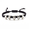 Skull Alloy Braided Bead Bracelet, Halloween Adjustable Bracelet for Women, Antique Silver, Inner Diameter: 2-3/8~3-3/8 inch(5.9~8.7cm)