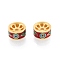 Alloy Enamel Beads, Matte Gold Color, Column with Copper Coin & Bat, FireBrick, 10x5mm, Hole: 1.8mm