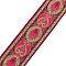 Ethnic Style Embroidery Polyester Ribbons, Jacquard Ribbon, Tyrolean Ribbon, with Flower Pattern, Garment Accessories, Deep Pink, 1-3/8 inch(34x0.3mm), about 7.66 Yards(7m)/Bundle