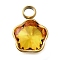 304 Stainless Steel Pendants, with Rhinestone, Real 18K Gold Plated, Ion Plating(IP), Star, Light Topaz, 10x7.5x4mm, Hole: 1.8mm