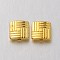 Tibetan Style Alloy Square Carved Stripes Beads, Cadmium Free & Nickel Free & Lead Free, Golden, 8x8x3mm, Hole: 1mm, about 1170pcs/1000g