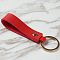 PU Leather Keychain with Iron Belt Loop Clip for Keys, Red, 10.5x3cm