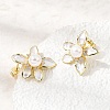 Brass Micro Pave Cubic Zirconia Enamel Stud Earrings CU-CBABA66-12C-G-3