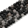Natural Black Rutilated Quartz Beads Strands G-R447-8mm-03-01-1