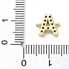 Brass Micro Pave Clear Cubic Zirconia Letter Links Connector Charms KK-I382-07G-A-3