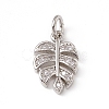 Brass Micro Pave Clear Cubic Zirconia Leaf Charms ZIRC-F132-62P-1