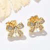 Brass Micro Pave Clear Cubic Zirconia Stud Earrings EJEW-D305-18G-1