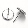 Tarnish Resistant Flat Round 304 Stainless Steel Stud Earring Settings STAS-M227-8mm-2