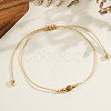 Casual Brass Bead Khaki Wax Thread Semi-Precious Natural Gemstone Bracelets Sets JA4012-4