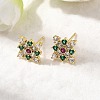 Rhombus Brass Micro Pave Cubic Zirconia Stud Earrings EJEW-L306-02G-2