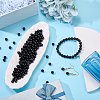 100Pcs Natural Black Tourmaline Round Beads with Strong Stretchy Beading Elastic Thread G-SZ0002-30-4