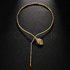 Snake Brass Crystal Rhinestone Lariat Necklaces for Women FS-WG9EF43-01-2
