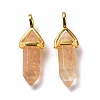 Sandy Brown Watermelon Stone Glass Pointed Pendants G-K329-24G-2