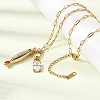 Ocean 304 Stainless Steel Enamel Fish Pendant Paperclip Chain Necklaces with Clear Cubic Zirconia SA-CBAD22F-07G-B-5