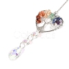 Wire Wrapped Chakra Natural Mixed Stone Heart with Tree of Life Pendant Decorations HJEW-K046-02P-03-4
