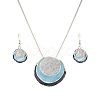 Three Flat Round Zinc Alloy Enamel Pendant Necklaces & Dangle Earrings Sets WGCF00E-02-3