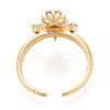 Crown Brass Micro Pave Clear Cubic Zirconia Cuff Ring Settings KK-T076-24G-3