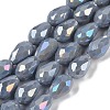 Opaque Solid Color Electroplate Glass Beads Strands EGLA-N013-P8mm-B05-1