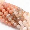 Round Natural Multi-Moonstone & Sunstone Beads Strands G-L425-26-6mm-1