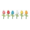 Glass Seed Beaded Rose Pendants PALLOY-MZ00959-1