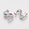 Brass Cubic Zirconia Slide Charms ZIRC-S063-01S-P-2