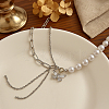 2Pcs 2 Colors Alloy Crystal Rhinestone Butterfly Pendant Necklaces NJEW-HY0001-30-3