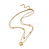 304 Stainless Steel Cable & Round Snake Chains Double Layer Necklace NJEW-Z028-03G-1