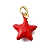 Brass Red Enamel Charms KK-Z102-23G-04-1