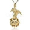 Golden Tone Brass Hollow Round Cage Pendants KK-J242-07G-2