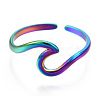 304 Stainless Steel Sea Wave Cuff Rings RJEW-N038-115M-3
