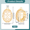 10Pcs Brass Pendant Cabochon Open Back Settings KK-BC0009-81-2
