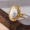 Oval Natural Howlite Finger Rings RJEW-M063-01G-10-5