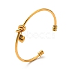 Ion Plating(IP) 304 Stainless Steel Love Knot Open Cuff Bangle BJEW-P283-02G-3
