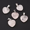 Heart Natural Rose Quartz Pendants X-G-Q371-07-3