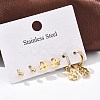 304 Stainless Steel Rhinestone Clover & Round Earring Sets EJEW-Z098-13G-3