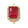 Rack Plating Brass Micro Pave Clear Cubic Zirconia Rectangle Connector Charms KK-A234-028G-03-1