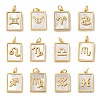 Brass Pave Natural White Shell Pendants KK-S522-09G-1