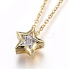304 Stainless Steel Brass Cubic Zirconia Pendant Necklaces NJEW-O108-13-2