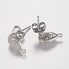 Brass Micro Pave Cubic Zirconia Stud Earring Findings ZIRC-G122-55P-RS-2