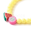Handmade Polymer Clay Fruit Stretch Bracelet with Round Beads for Kids BJEW-JB07583-6
