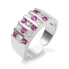 Brass Micro Pave Cubic Zirconia Cuff Open Rings RJEW-C158-04P-4