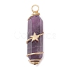 3Pcs 3 Styles Natural Amethyst Copper Wire Wrapped Pointed Pendants PALLOY-JF02460-02-2