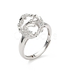 Rhodium Plated 925 Sterling Silver Micro Pave Clear Cubic Zirconia Adjustable Ring Components STER-NH0017-02P-1