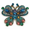 Zinc Alloy Colorful Rhinestone Brooch JEWB-U011-04AG-02-1