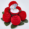 Flocking Plastic Rose Finger Ring Boxes CON-DR0001-01-3