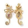 Brass Micro Pave Clear Cubic Zirconia Pendants ZIRC-Z018-21G-2