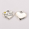 Wedding Theme Antique Silver Tone Tibetan Style Alloy Heart with Step Dad of Bride Rhinestone Charms TIBEP-N005-22D-1