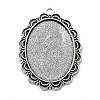 Tibetan Style Antique Silver Alloy Flat Oval Pendant Cabochon Settings LS-TIBEP-M022-58AS-1