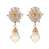 Glass Beaded Flower with Teardrop Dangle Clip-on Earrings EJEW-JE05206-1